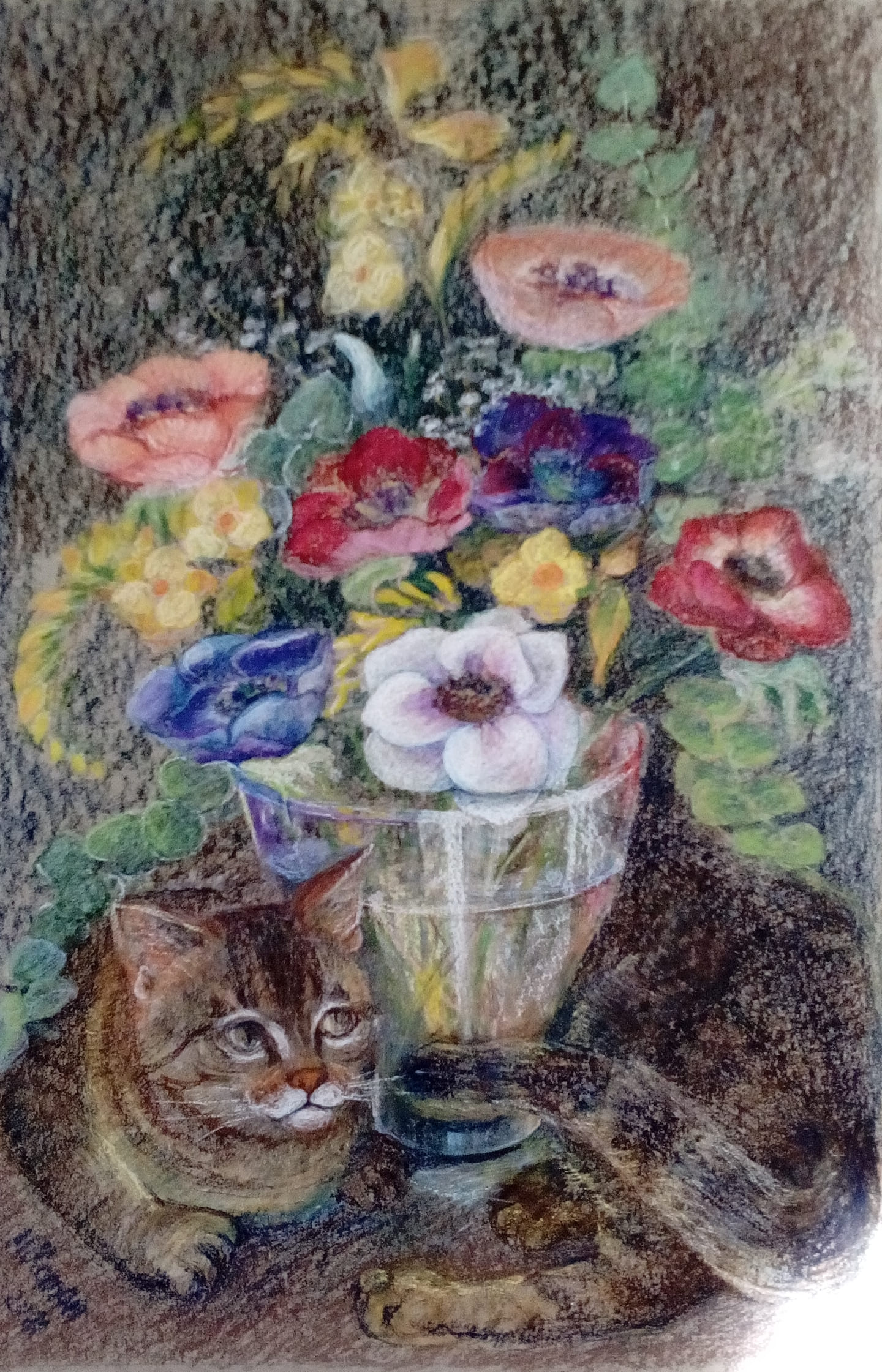 Gatto con fiori